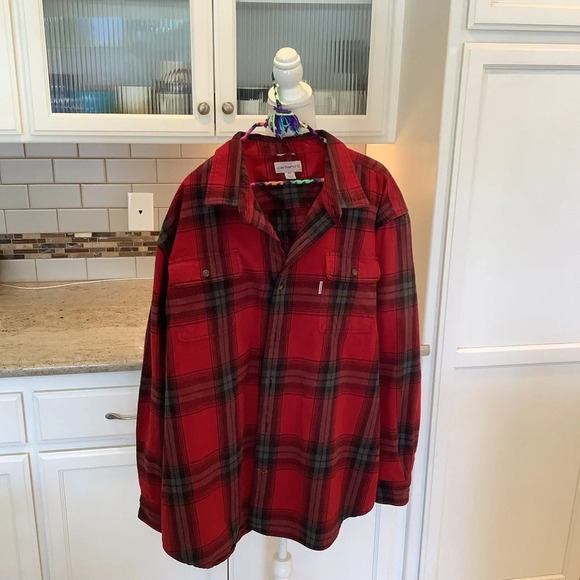 Men’s Carhartt Red Plaid Flannel Shirt Size 3XL Original Fit - Picture 1 of 7